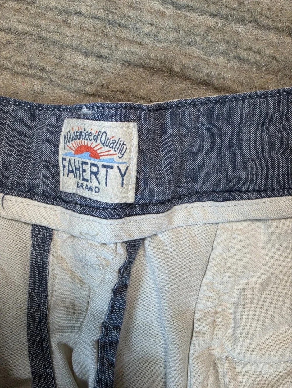 Faherty 7. 5” Stretch Linen Blend Organic Cotton Shorts Men's 31 Ivory